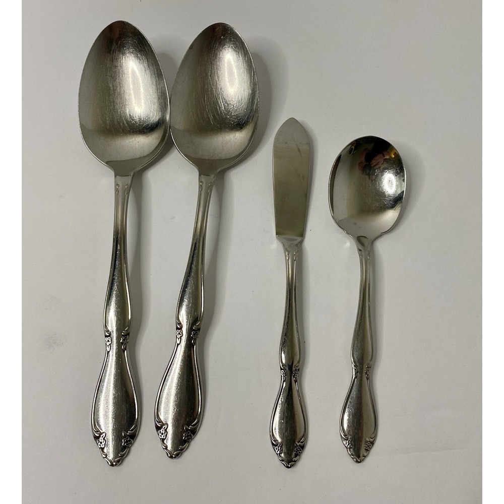 Oneida USA BERKELEY SQUARE Serving Spoon X2 Butter Knife Sugar Spoon